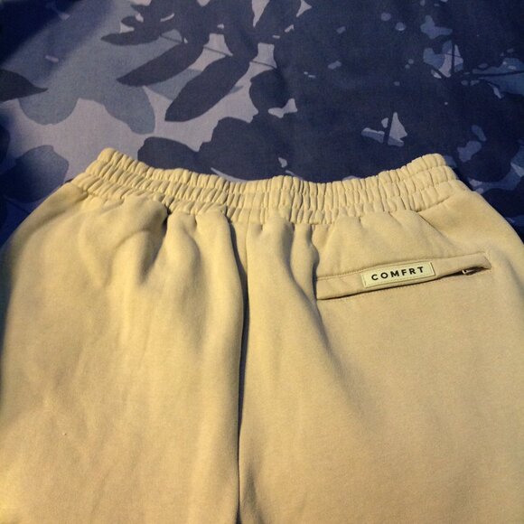 Comfrt Beige Hoodie Sweatshirt Jogger Sweatpants Pants w/ Sleeve Pockets L - Picture 11 of 12